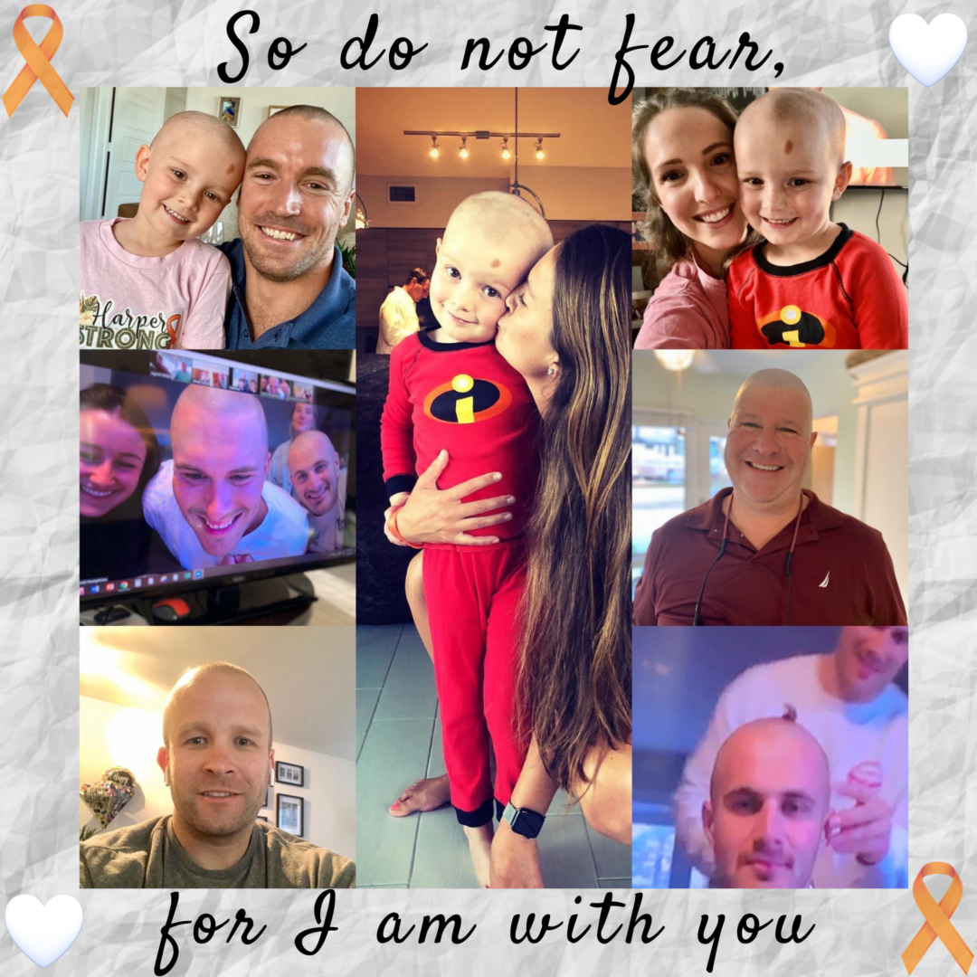Family and child-with-cancer photo collage captioned So do not fear, for I am with you.