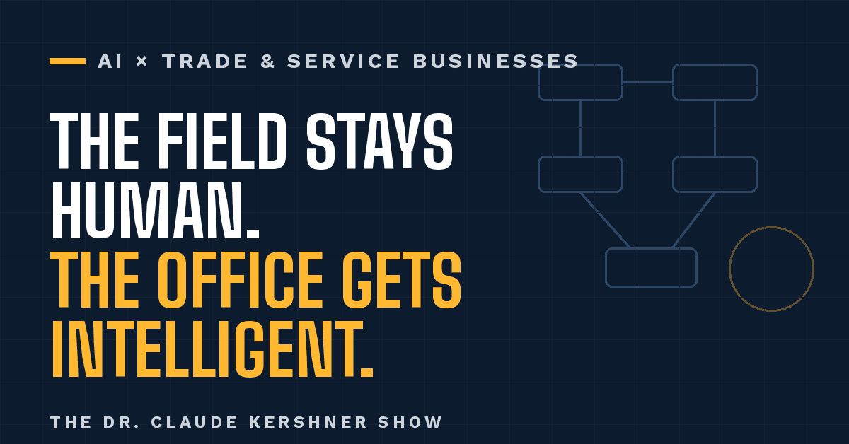 Podcast cover reading The field stays human. The office gets intelligent. for The Dr. Claude Kershner Show.